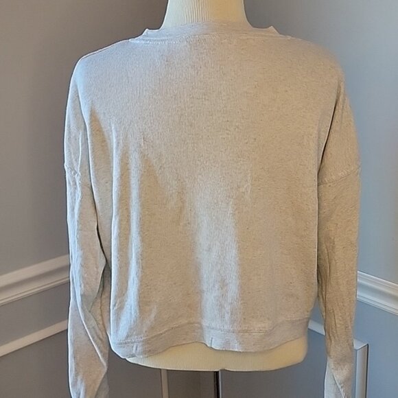 VICTORIA'S SECRET Gray Cropped Thermal Drop Shoulder Athleisure Lounge Top Sz M - Picture 3 of 10